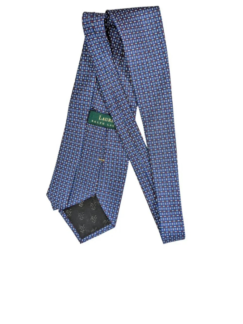 Lauren Ralph Lauren Men's Blue Geometric Small Pattern Preppy Silk Tie